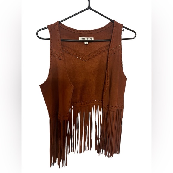 IDYLLWIND Fueled By Miranda Lambert NEW STRINGS FRINGE BROWN VEST Size Small - Picture 7 of 13